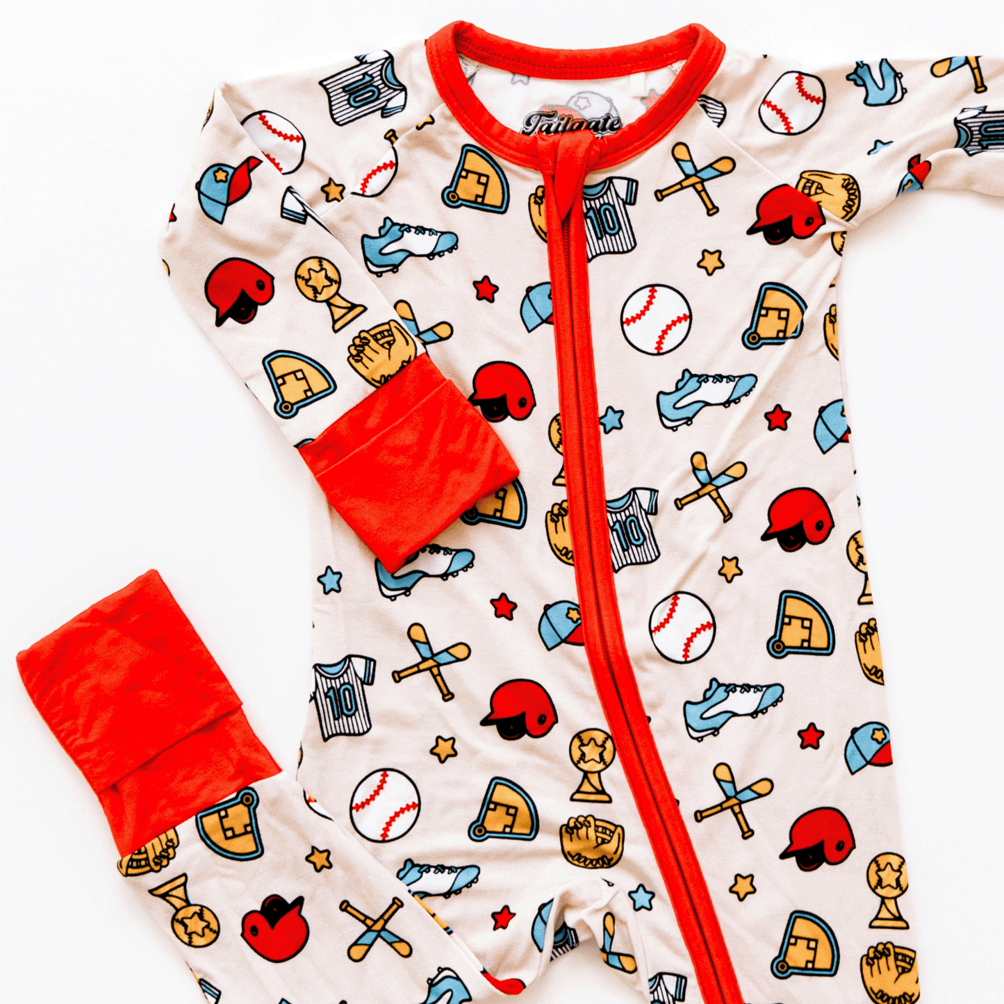 Baseball Double Zipper Onesie