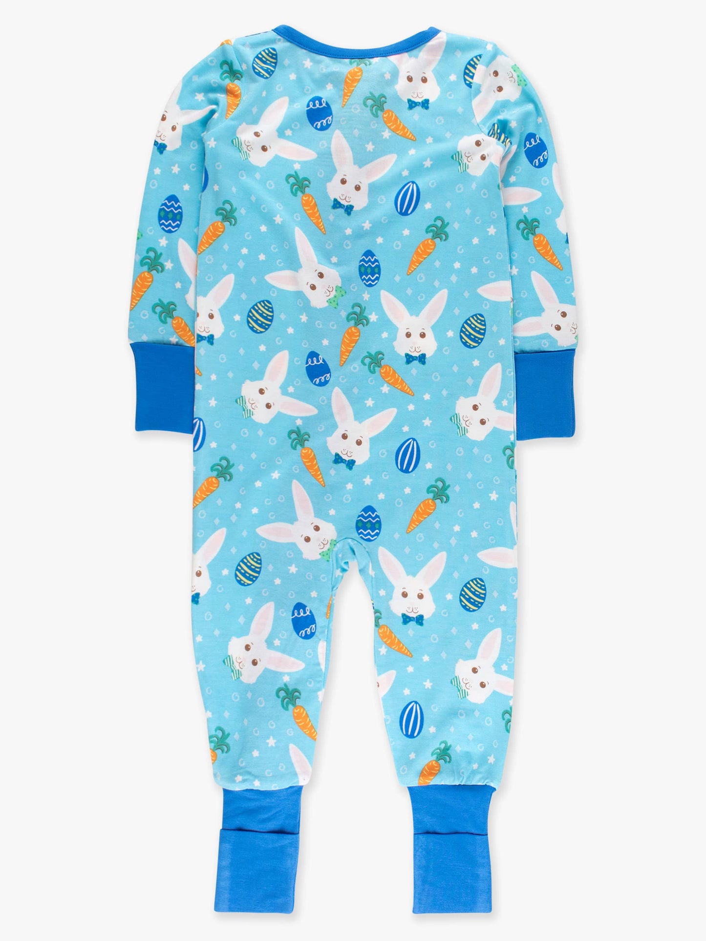 SoftSnooze™ Baby Bamboo Viscose Blue Bow Tie Bunnies Convertible One Piece Footie Pajama