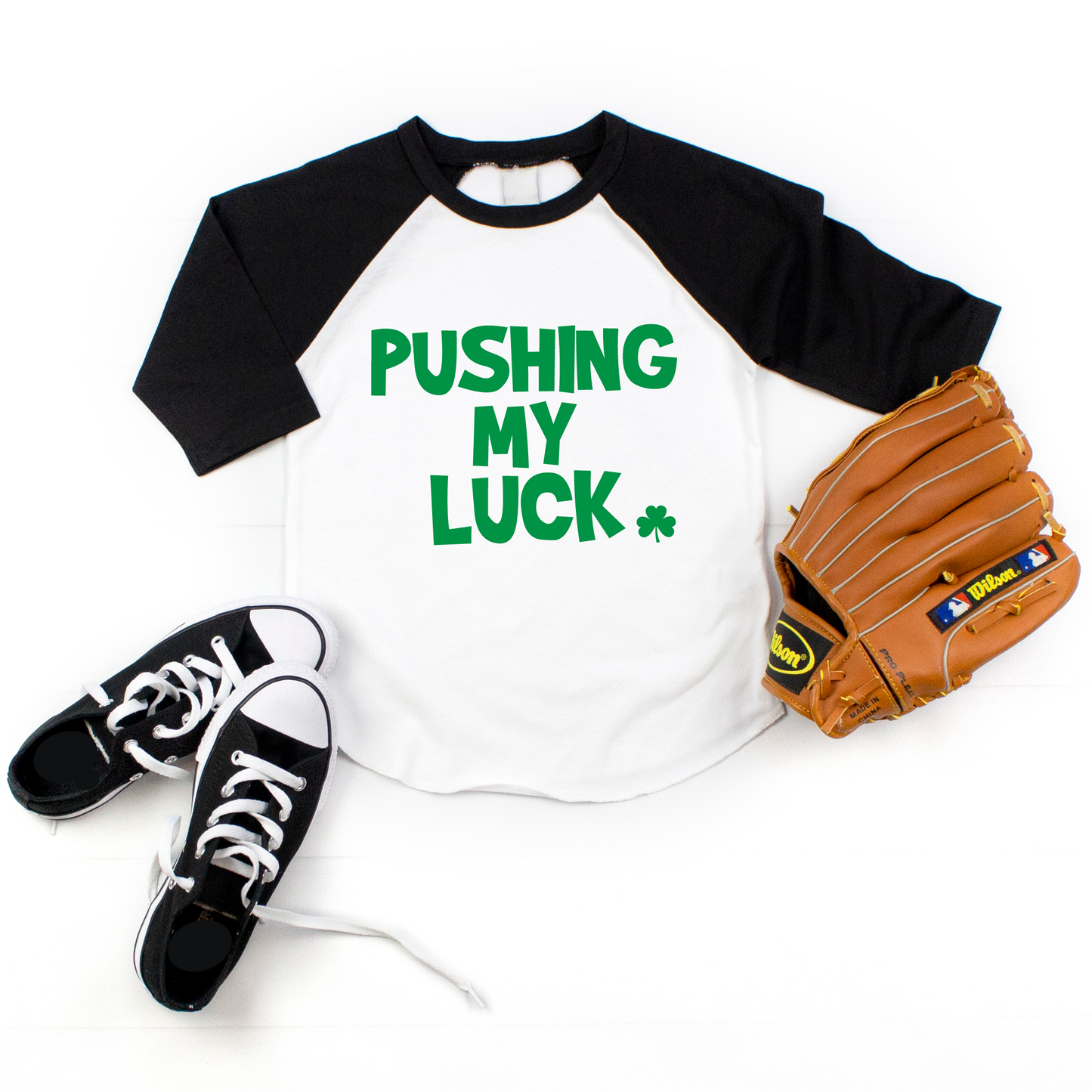 Funny Kids St. Patrick's Day Shirt, Pushing My Luck