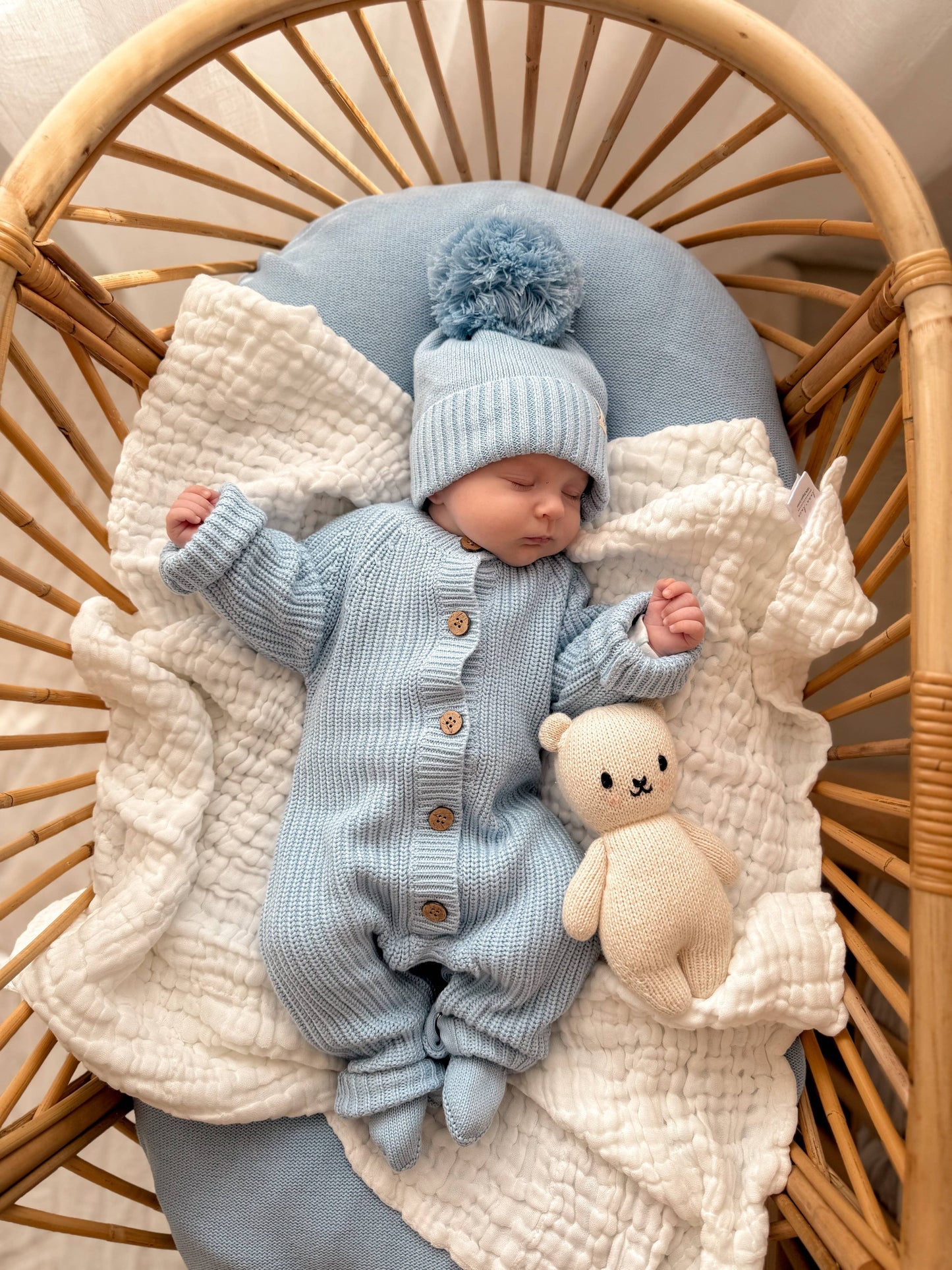 Luna + Luca Pom Beanie - Powder Blue