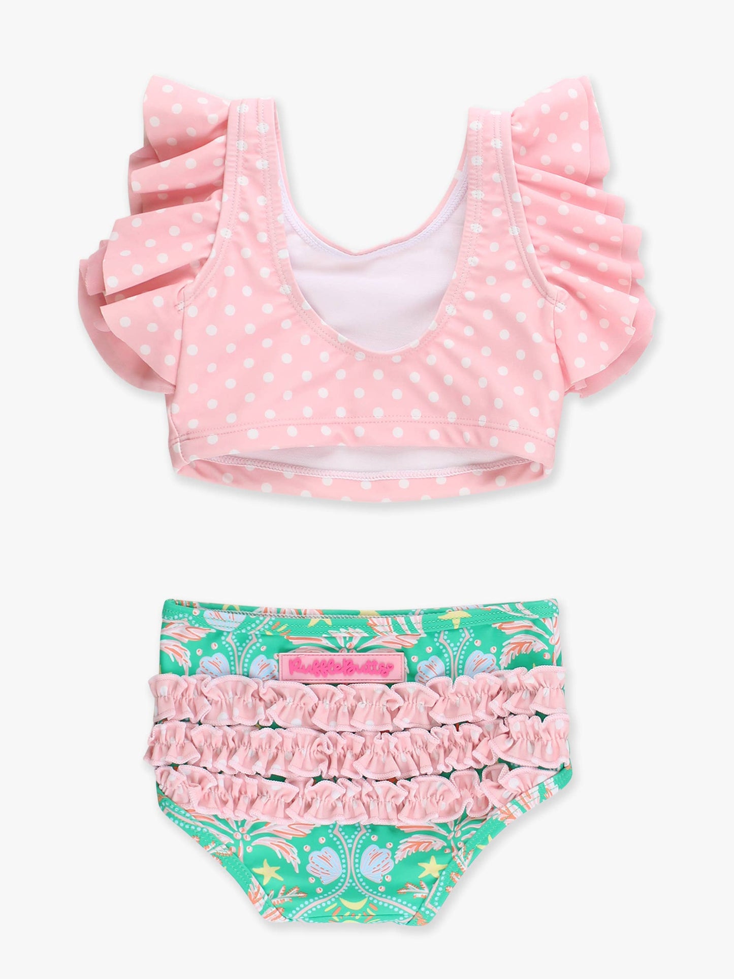 Girls Coconut Cabana Butterfly Tankini 2-Piece Swimsuit with Signature Rear Ruffles