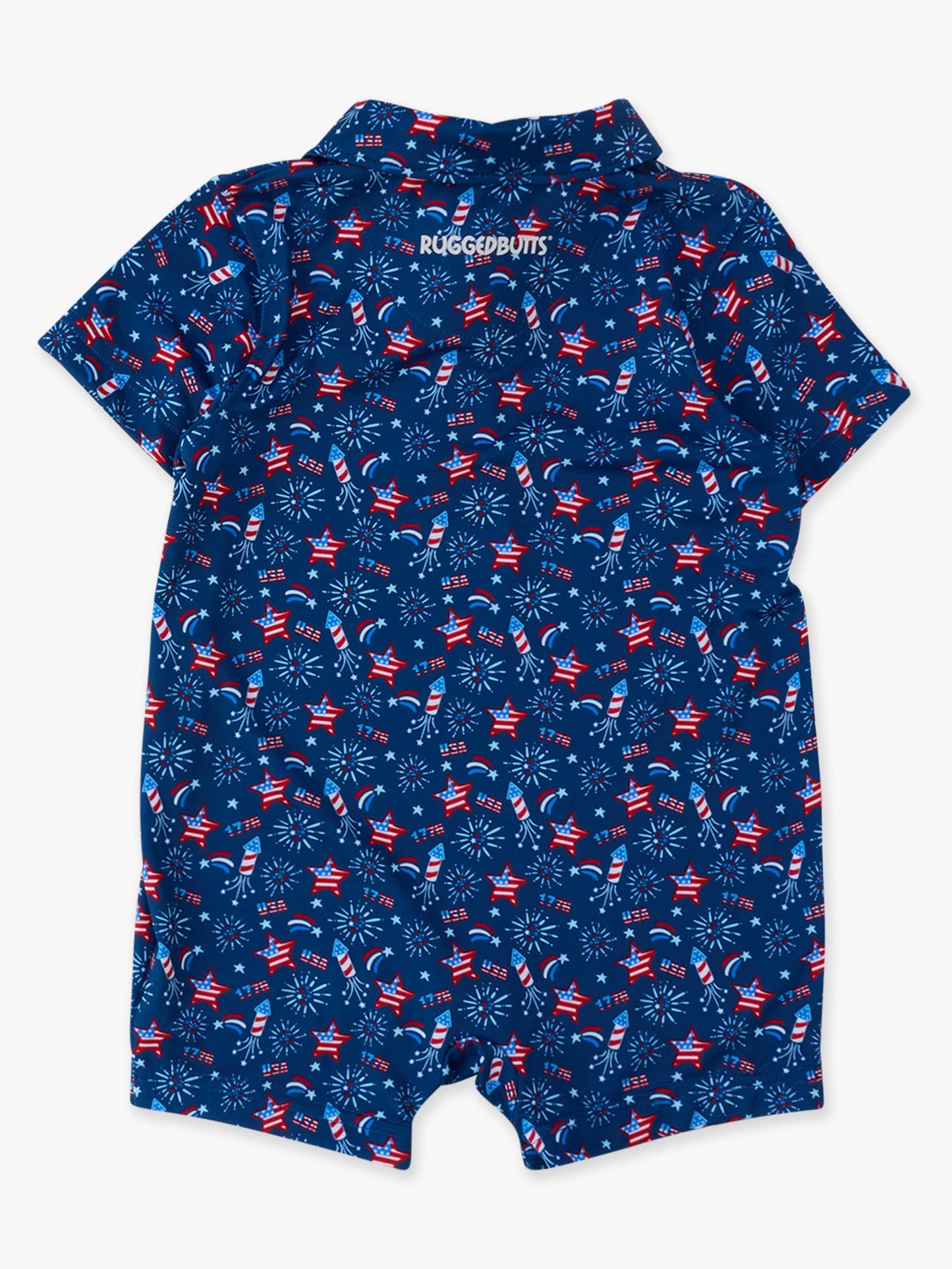 Baby Boys Red White & Boom Fireworks Performance Polo Romper