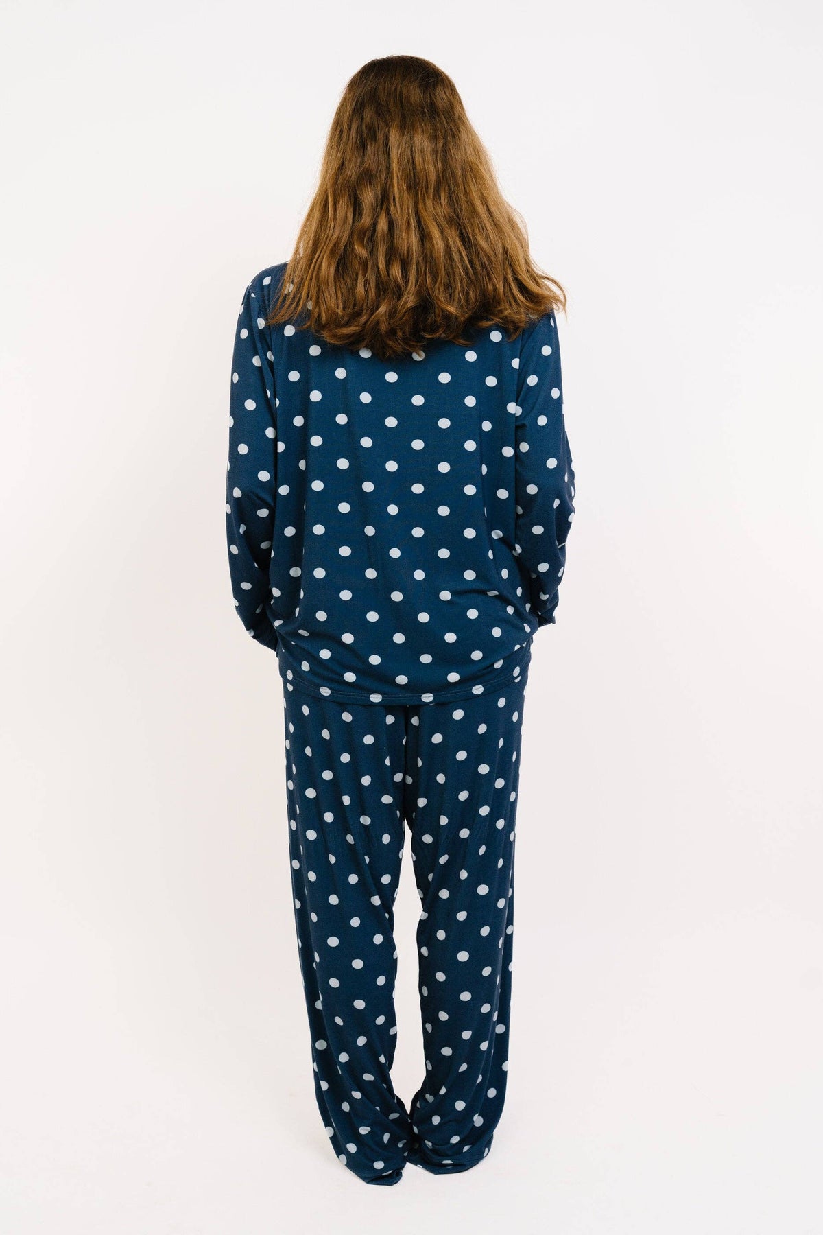 Navy Polkadot Women's Bamboo Pajama Set
