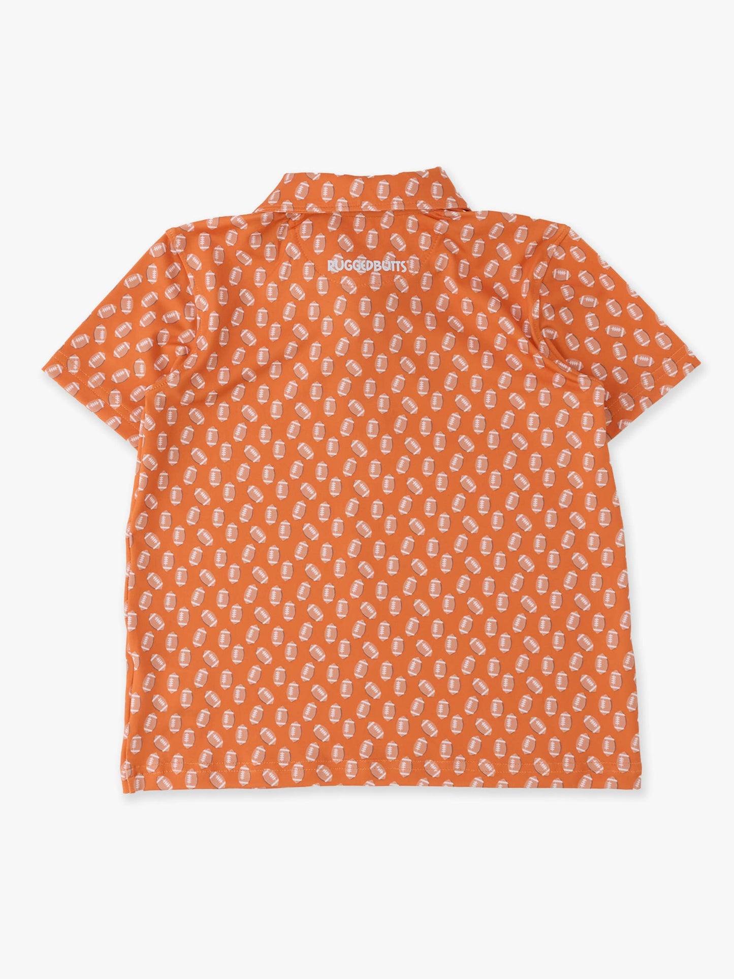 Boys Varsity Orange Football Frenzy Knit Short Sleeve Performance Polo