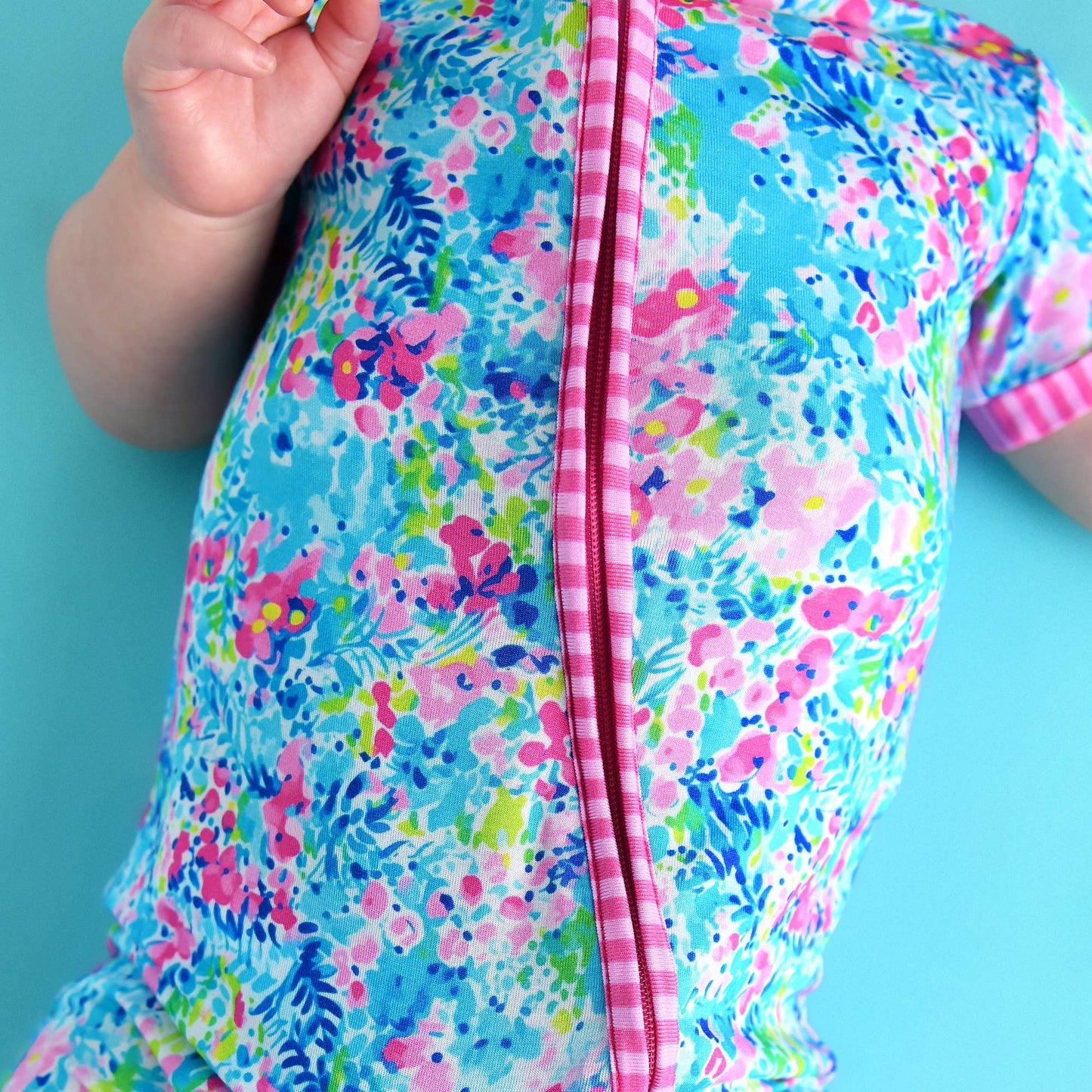 Ella SHORTY ZIP Bamboo One Piece Floral Baby Outfit