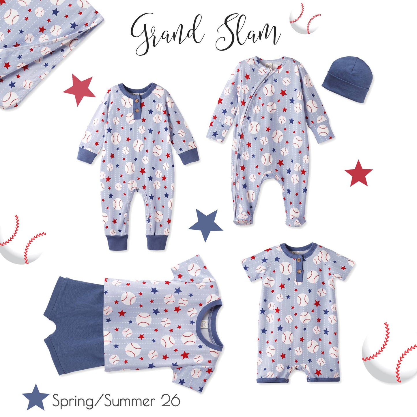 Grand Slam Baseball Bamboo Stroller Blanket for Baby