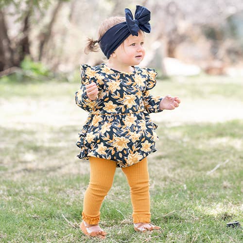 Girls Honey Rib Knit Footless Ruffled Tights