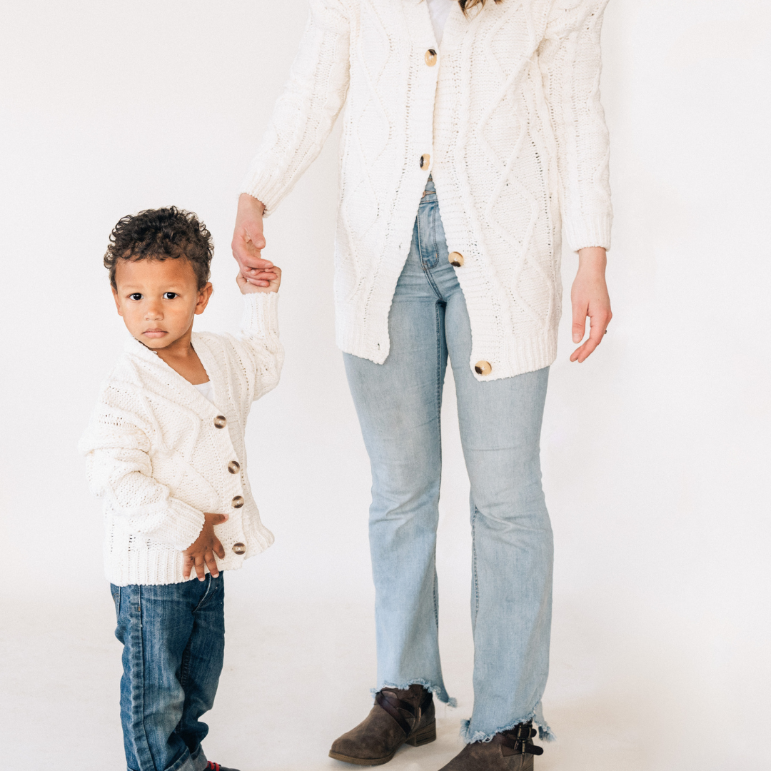 Ivory Cable Knit Cardigan- Child