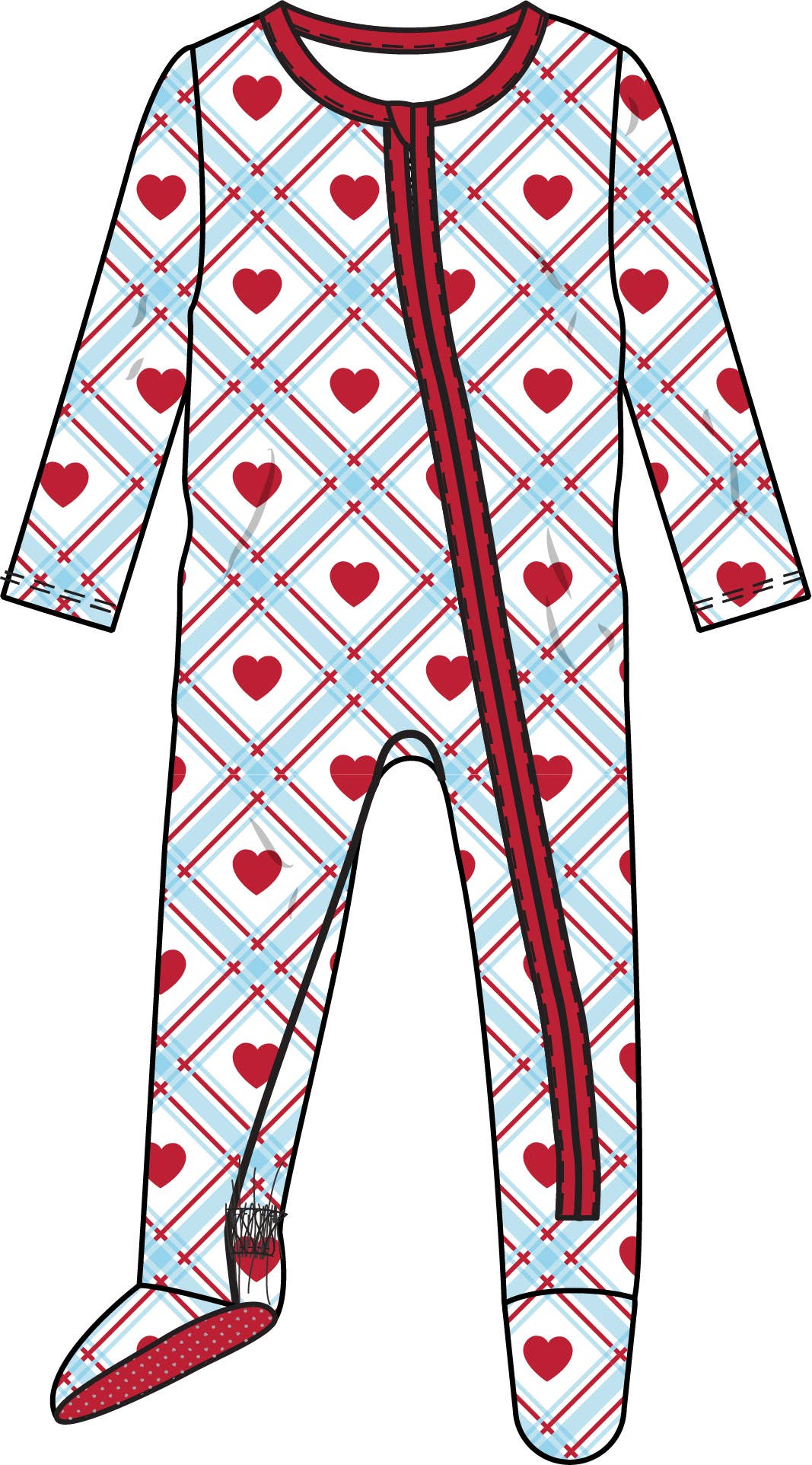 SoftSnooze™ Baby Cotton Modal Blue Sweetheart Plaid Footed One Piece Pajama