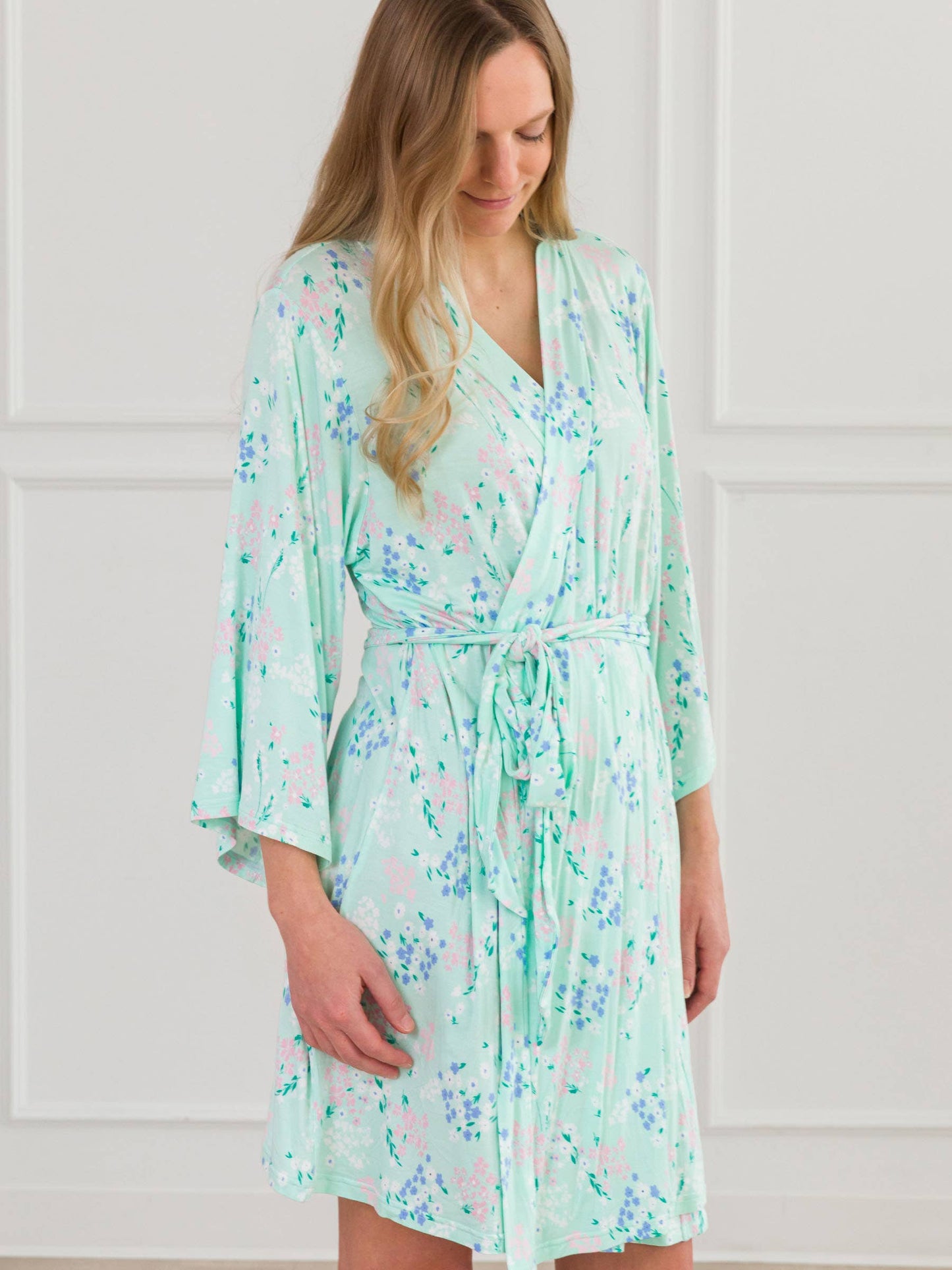 SoftSnooze™ Women's Bamboo Viscose Mint Meadow Mommy & Me Maternity Robe