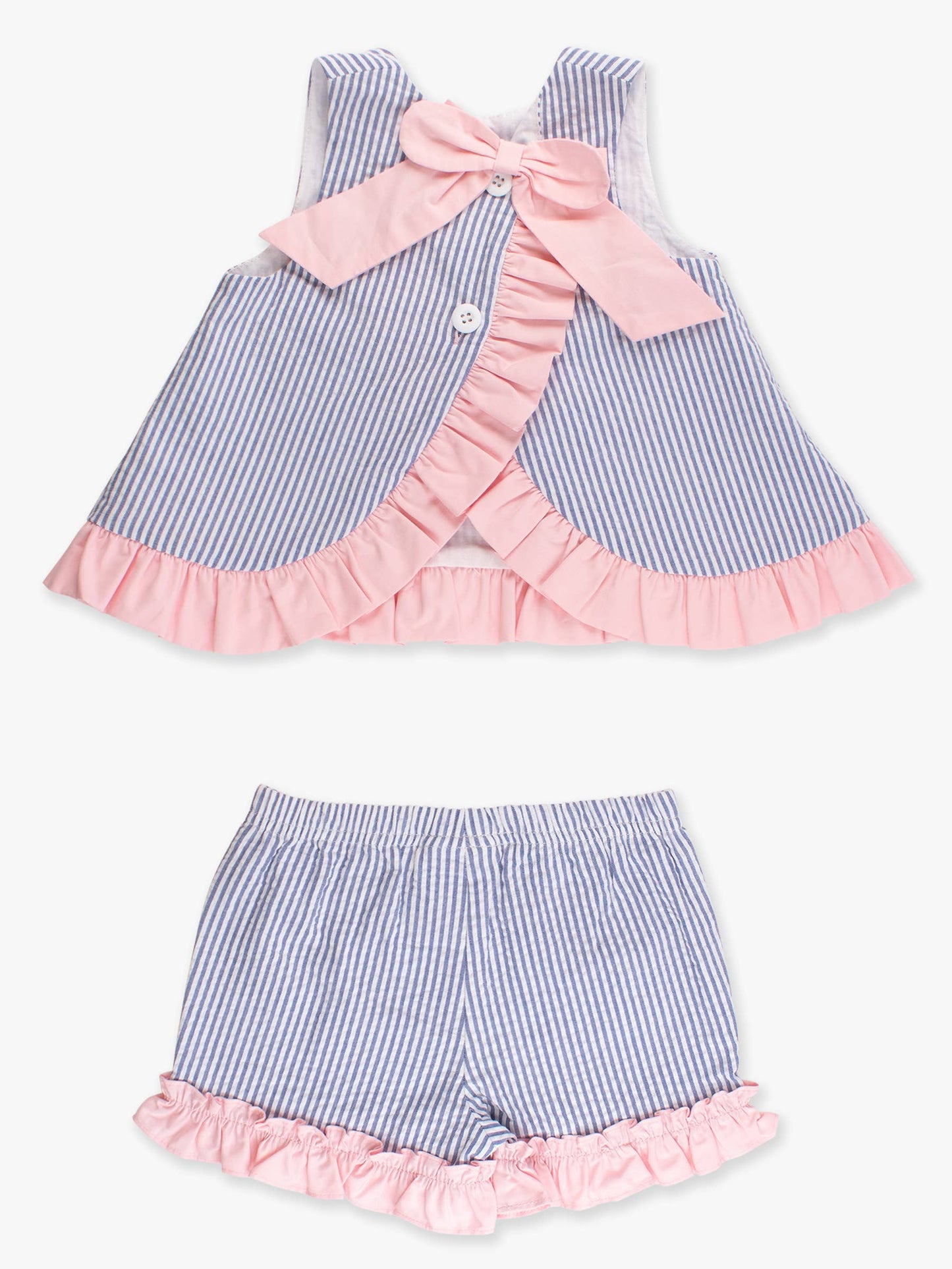 Toddler Girls Blue Seersucker Swing Top & Short Set