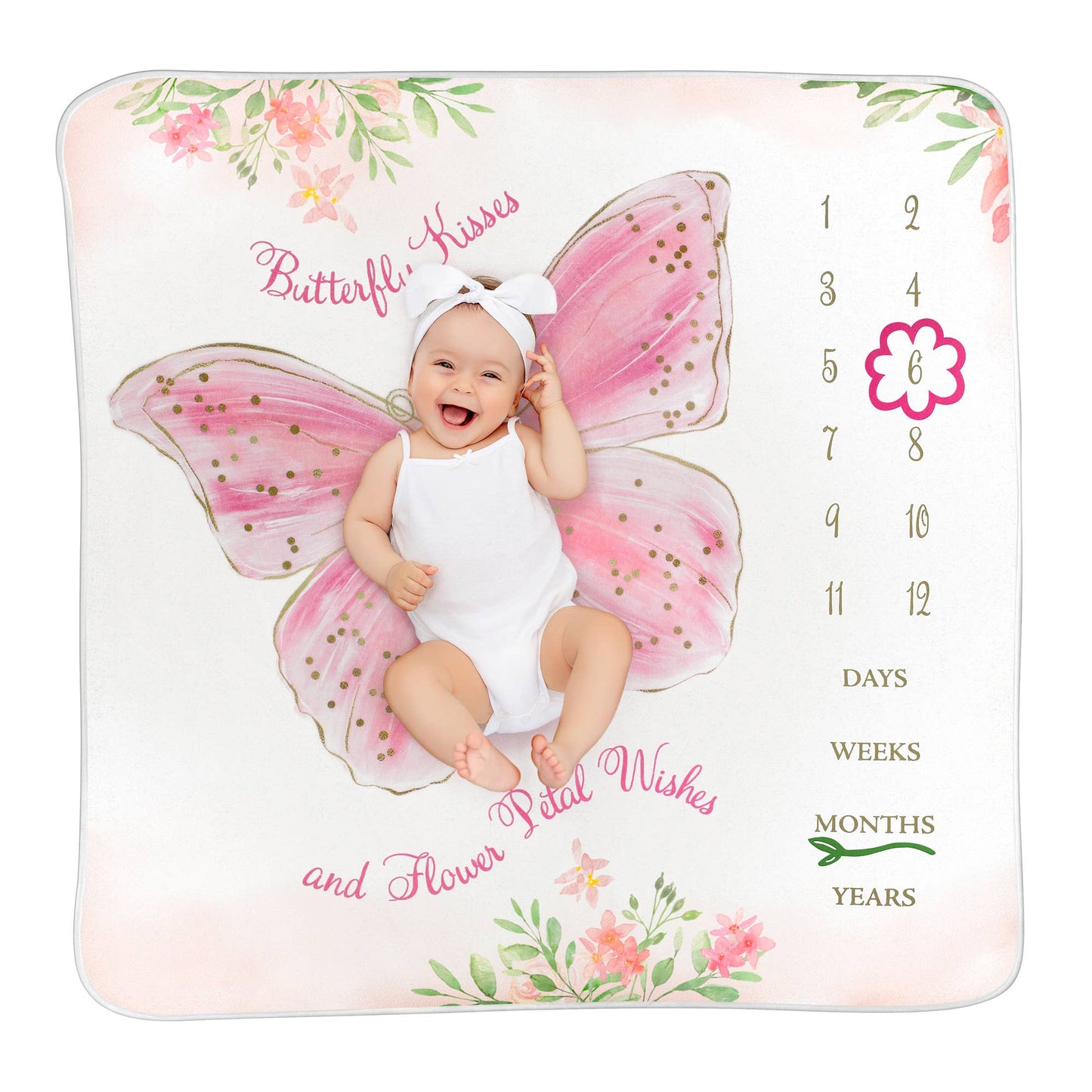 Lillian Rose Butterfly Baby Milestone Blanket w/ Felt Frames