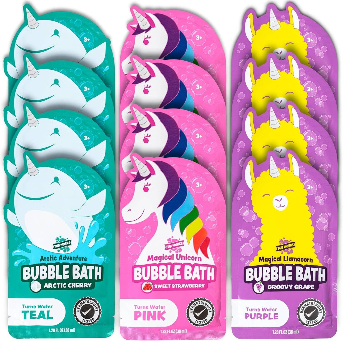 Tub Works® Magical Kids Bubble Bath, Pink, Purple & Teal Bath Colors