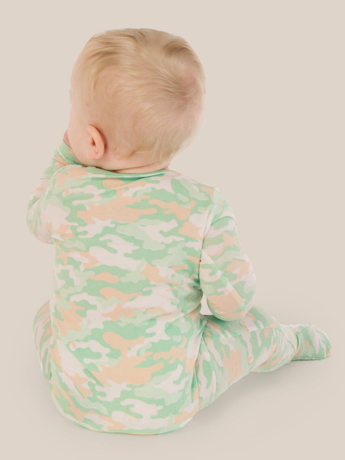 SoftSnooze™ Baby Cotton Modal Sage Trail Camo Footed One Piece Pajama