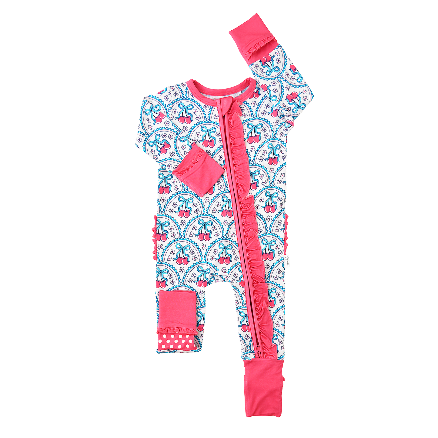 Cherry RUFFLE ZIP Bamboo One Piece Cherry Baby Outfit