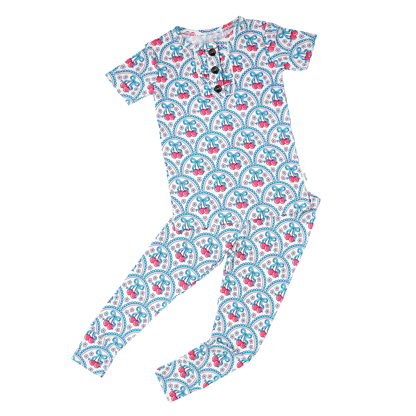 Cherry RUFFLE TWO PIECE Bamboo Cherry Lounge Set for Girls