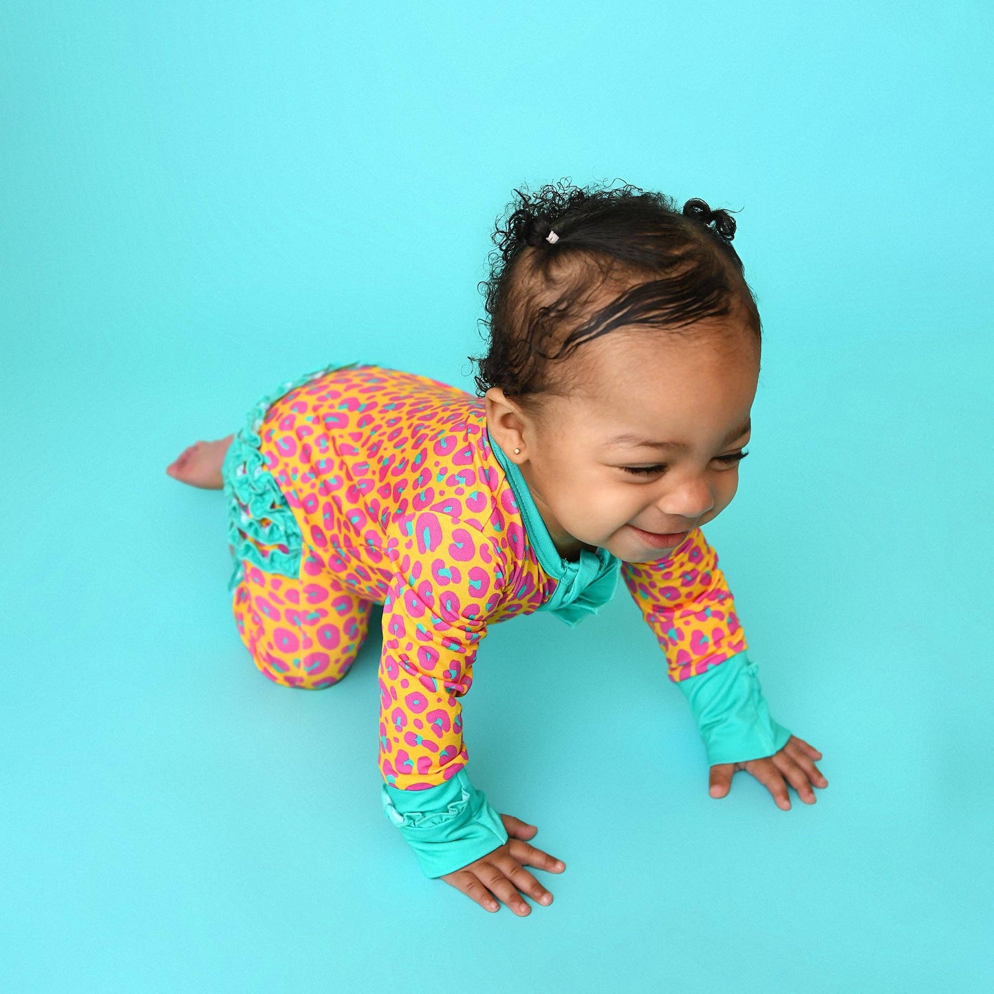 Kelly Leopard RUFFLE ZIP Bamboo One Piece Baby Outfit