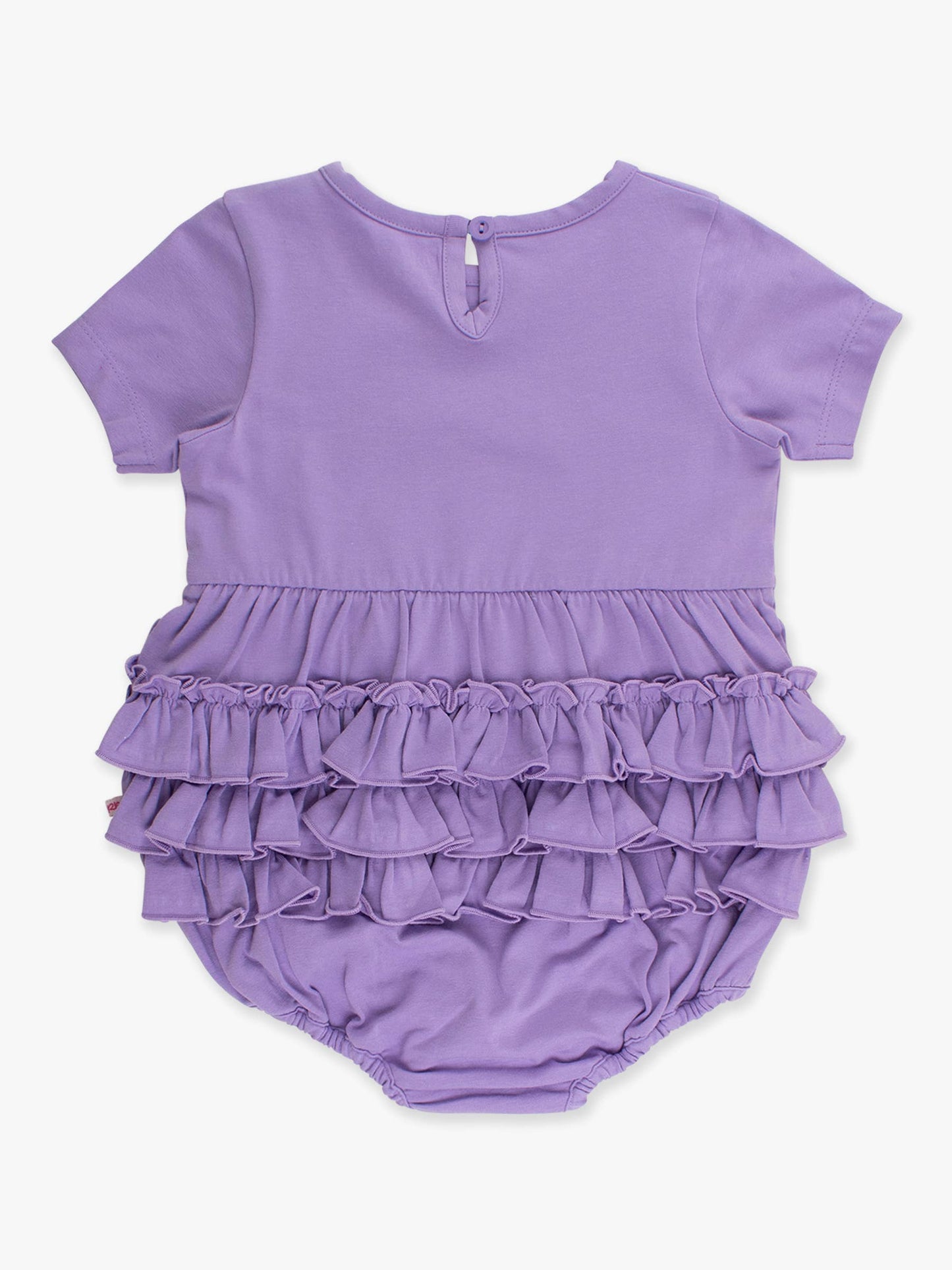 Baby Girls Wisteria Purple Knit Short Sleeve Bow Bubble Romper