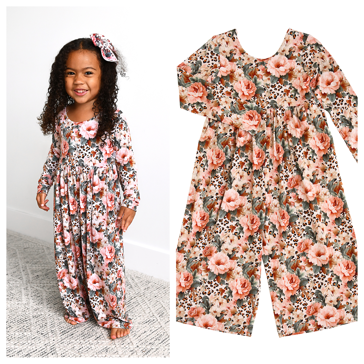 Laura WIDE LEG ROMPER Bamboo Floral Kids Clothing Outfit