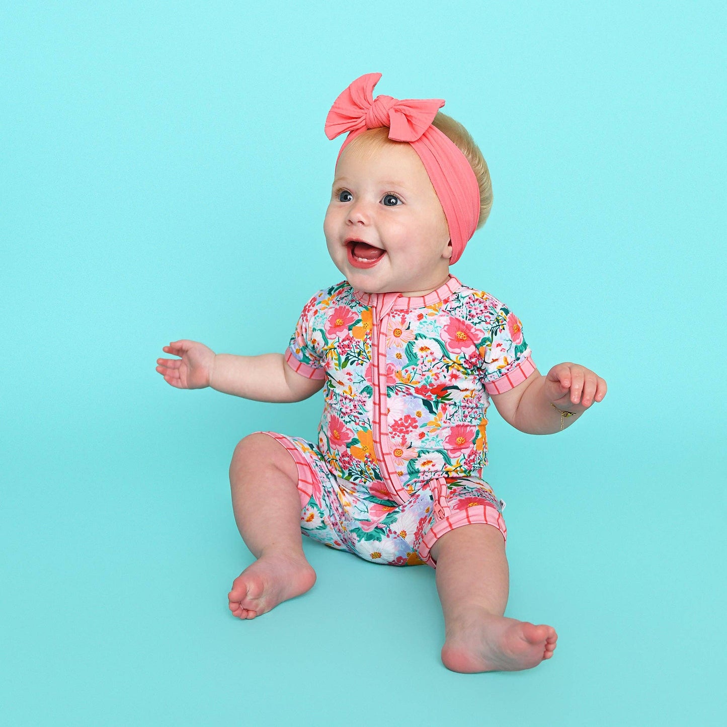 Cecelia Floral SHORTY ZIP Bamboo One Piece Baby Outfit