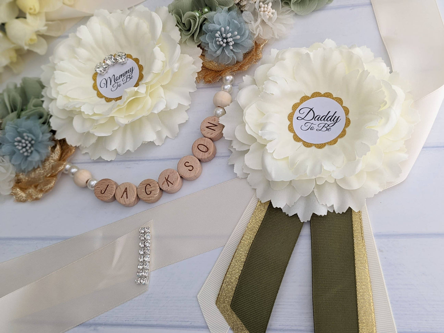 Greenery Gender Neutral Baby Shower Mommy To Be Sash Belt