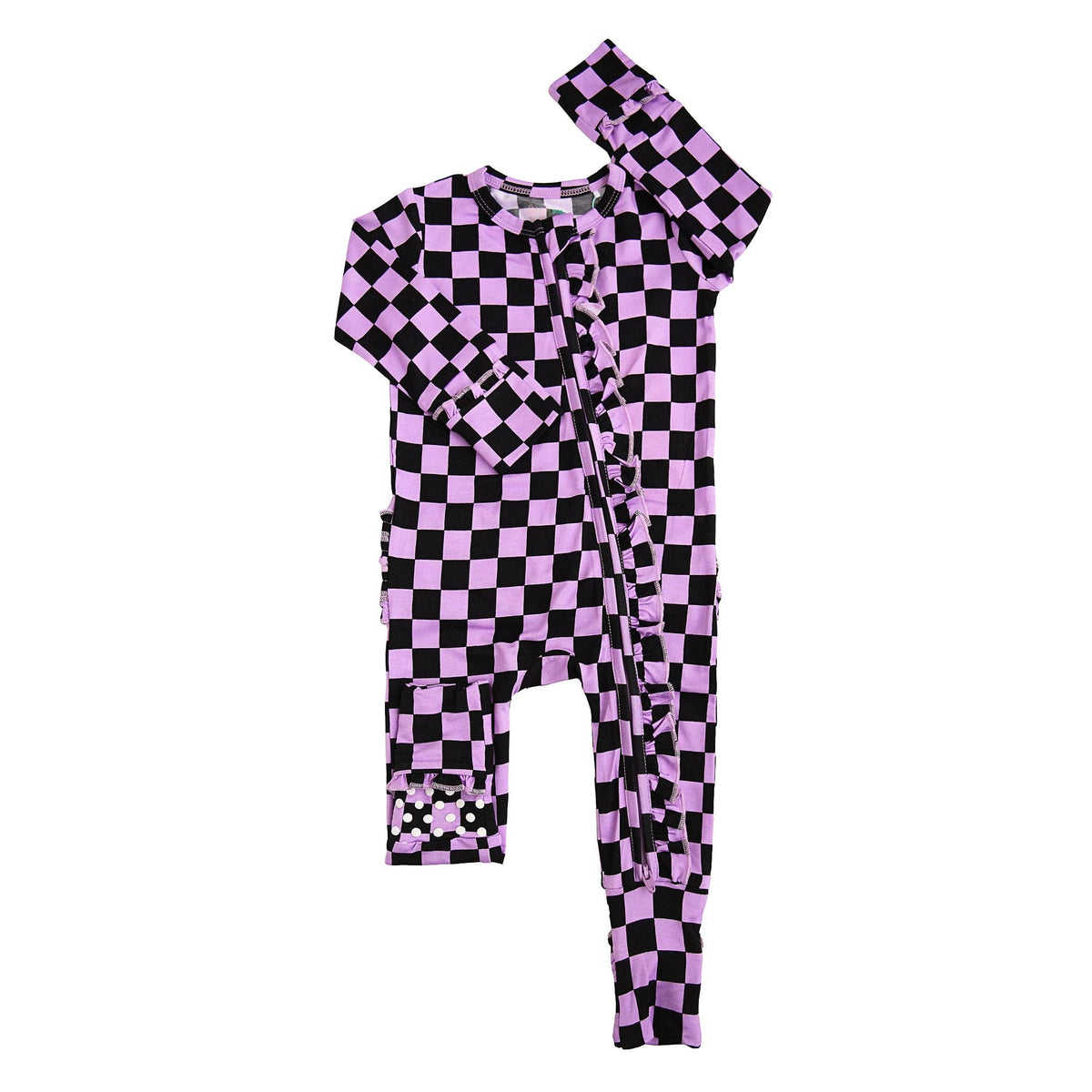 Hadley RUFFLE ZIP Bamboo Halloween Checks Baby Outfit
