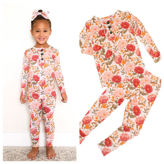 Felicity RUFFLE TWO PIECE Bamboo Floral Kids Girls Outfit