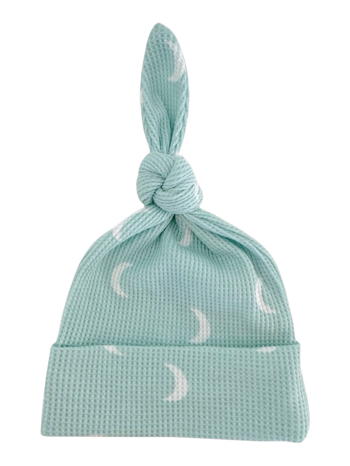 Organic Waffle Knot Beanie, Light Blue Moon