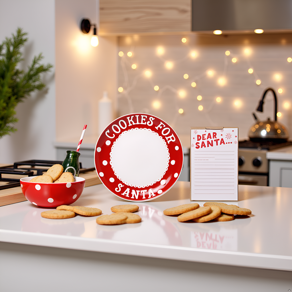 Christmas Santa's Milk Jug, Plate and Dear Santa Notepad Set