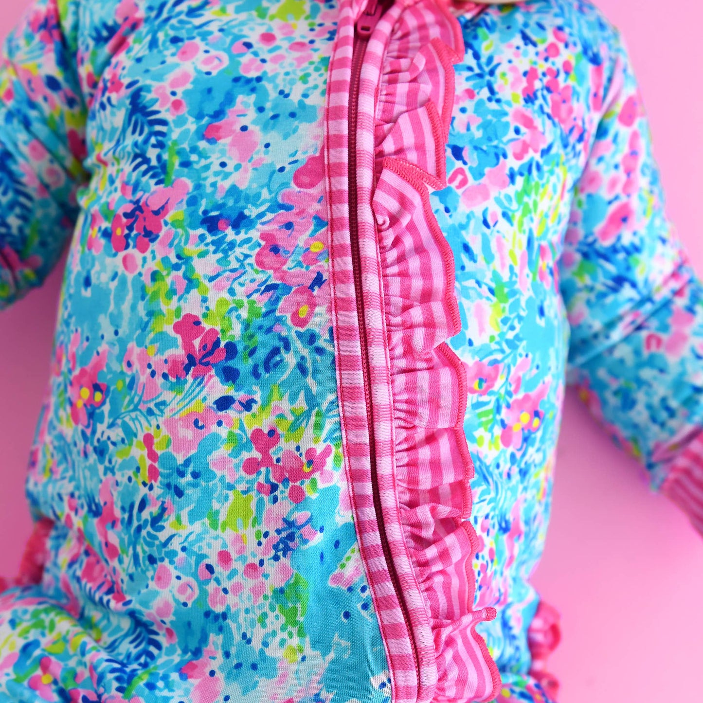 Ella RUFFLE ZIP Bamboo One Piece Floral Baby Outfit