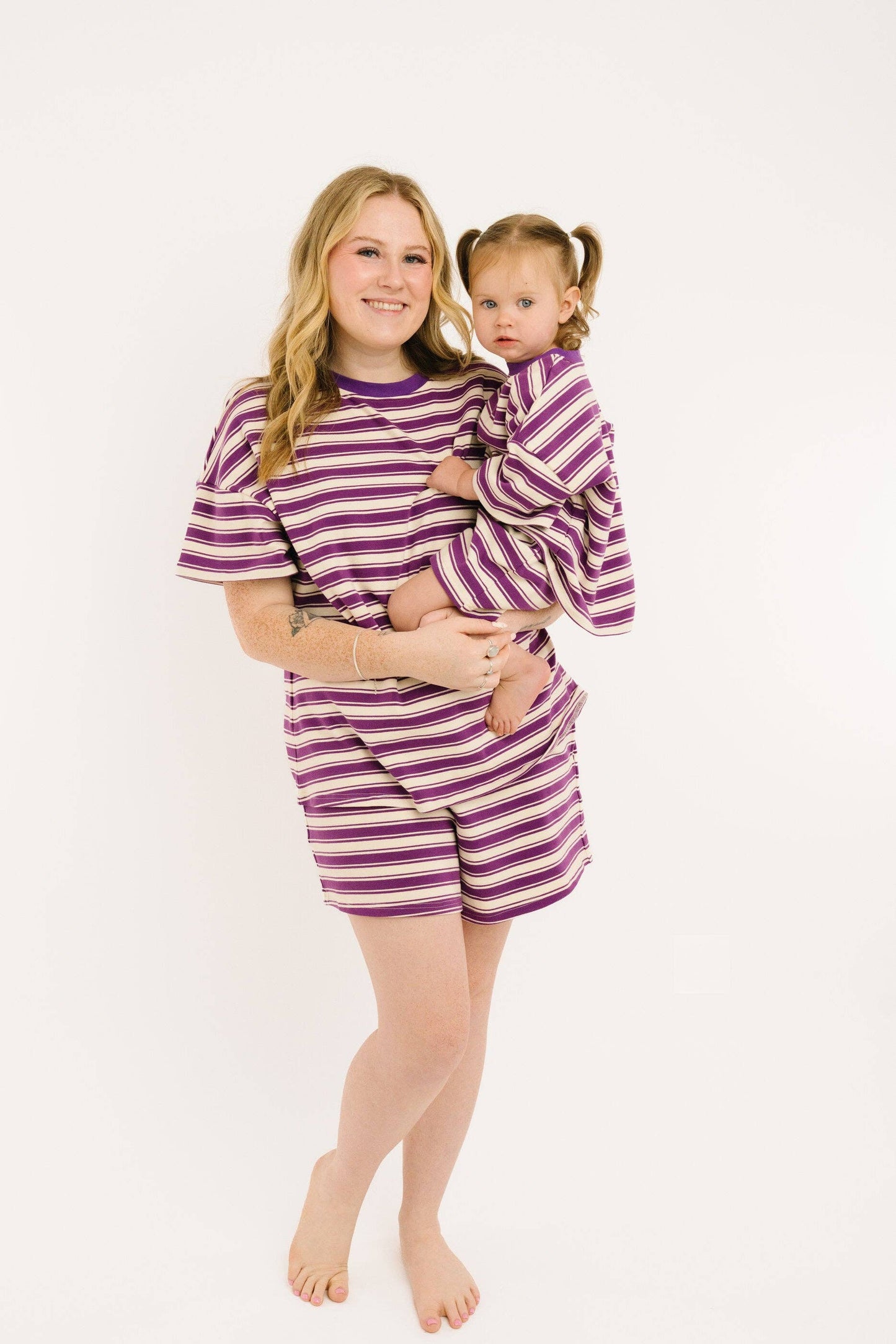 Women's Plum Stripe Slouchy Set
