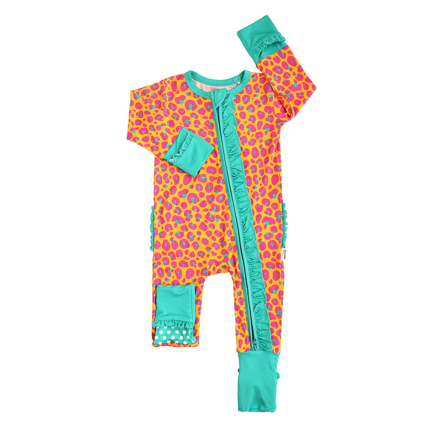 Kelly Leopard RUFFLE ZIP Bamboo One Piece Baby Outfit