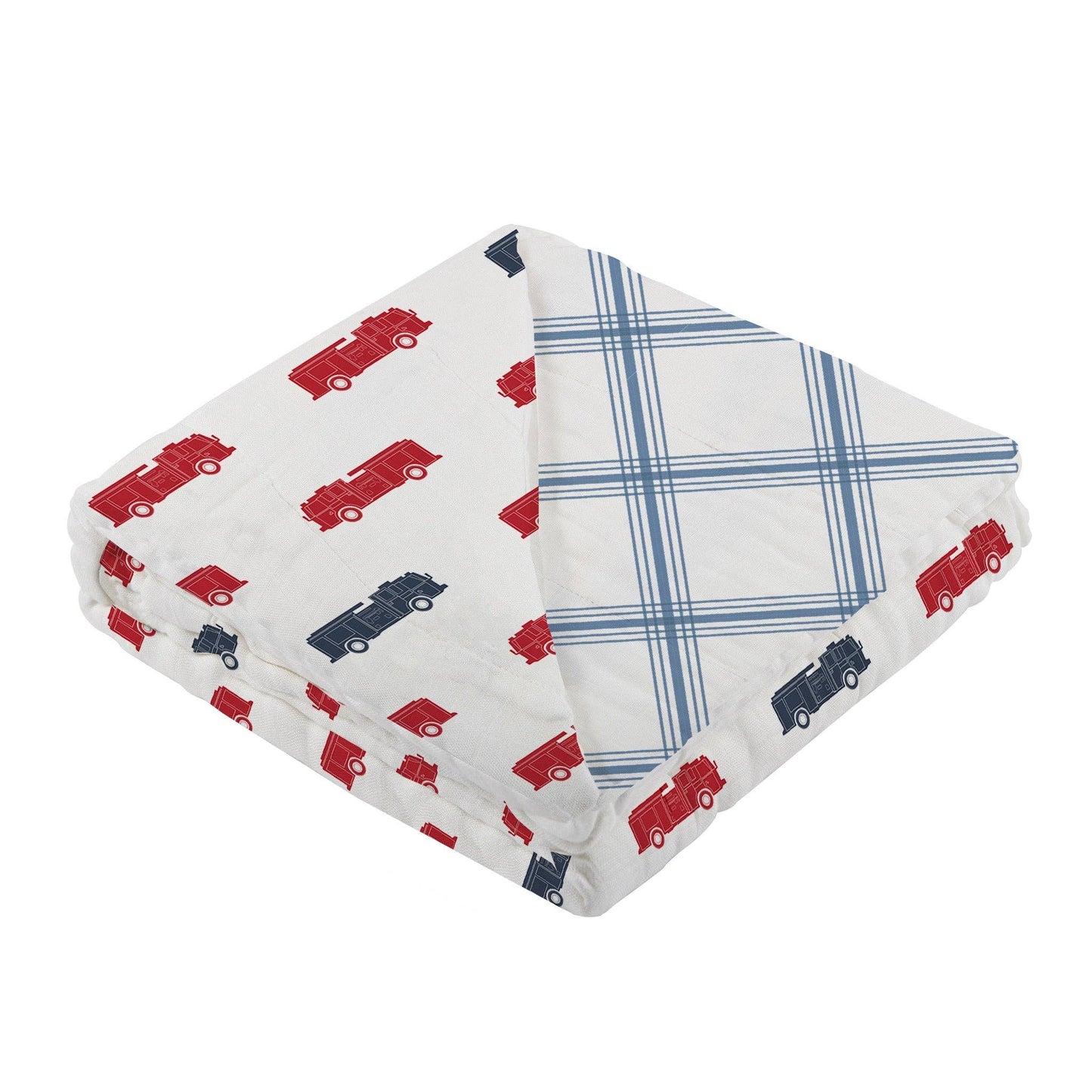 Blue and Red Fire Trucks and Buffalo Check Plaid Newcastle B
