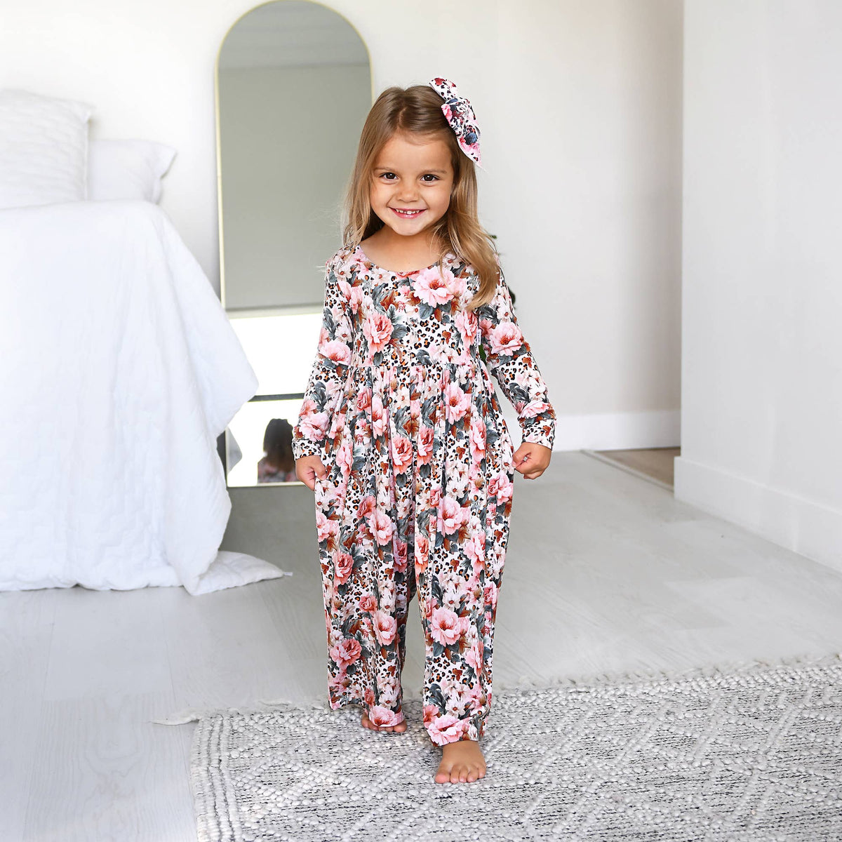 Laura WIDE LEG ROMPER Bamboo Floral Kids Clothing Outfit