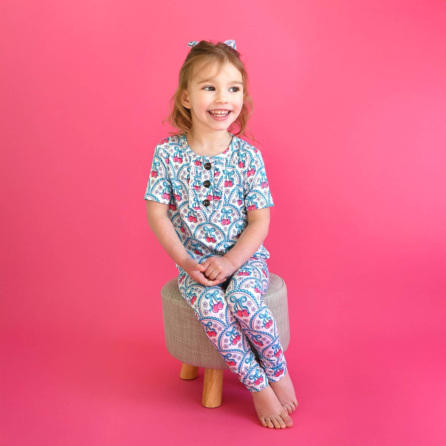 Cherry RUFFLE TWO PIECE Bamboo Cherry Lounge Set for Girls