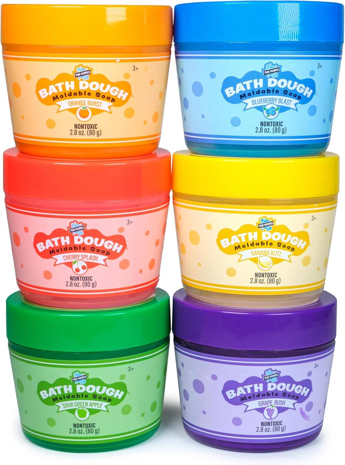 Tub Works® Bath Dough™ Moldable Kids Soap Bath Toy, Variety 6 pack
