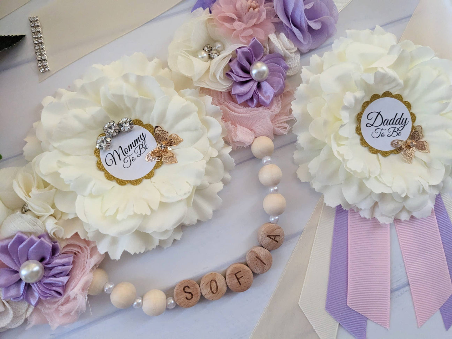 Butterfly Baby Girl Shower Mom To Be Sash Belt Photo Prop