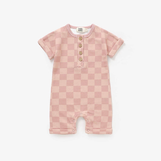 Summer Romper - Blush Check