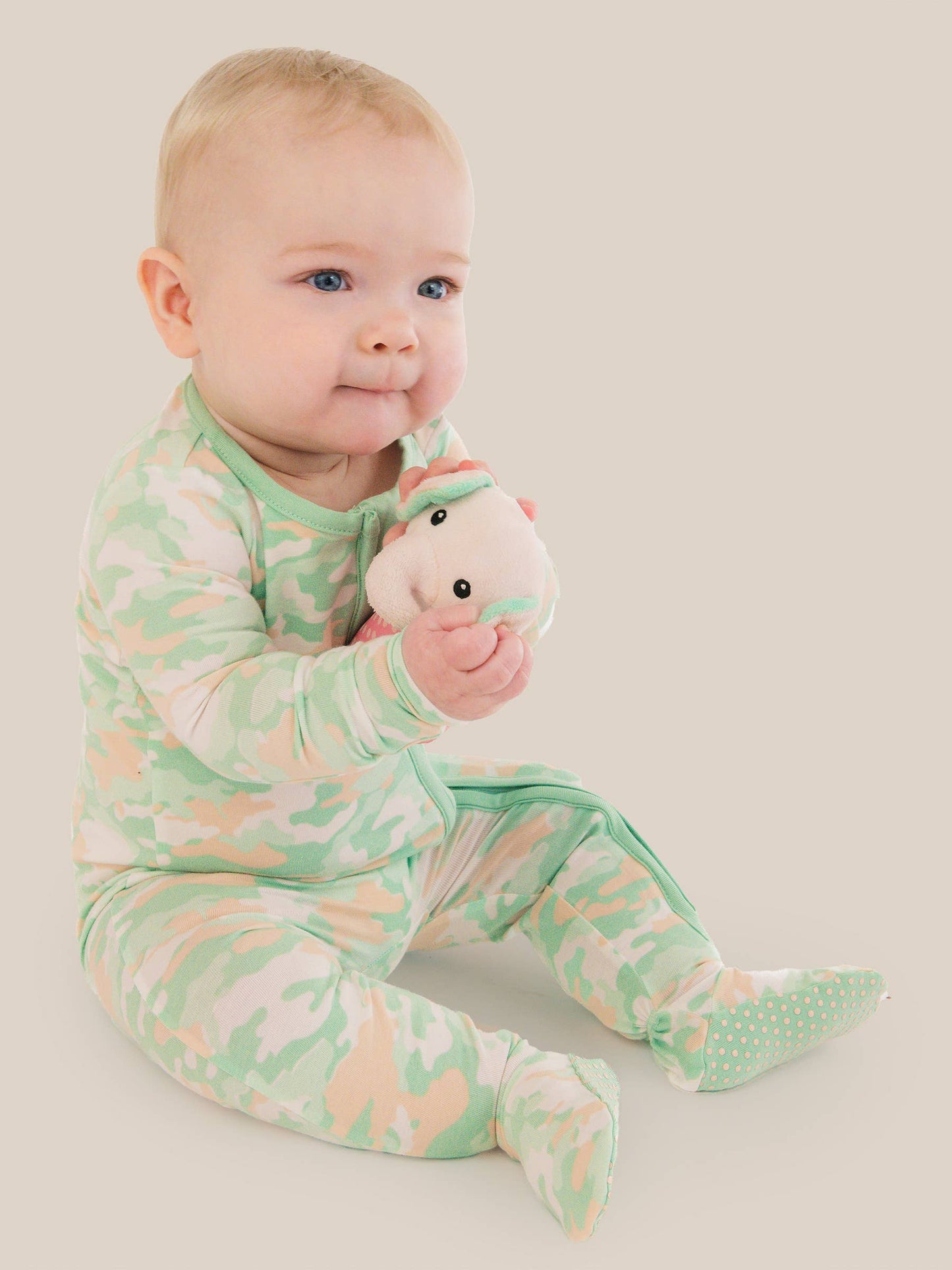 SoftSnooze™ Baby Cotton Modal Sage Trail Camo Footed One Piece Pajama
