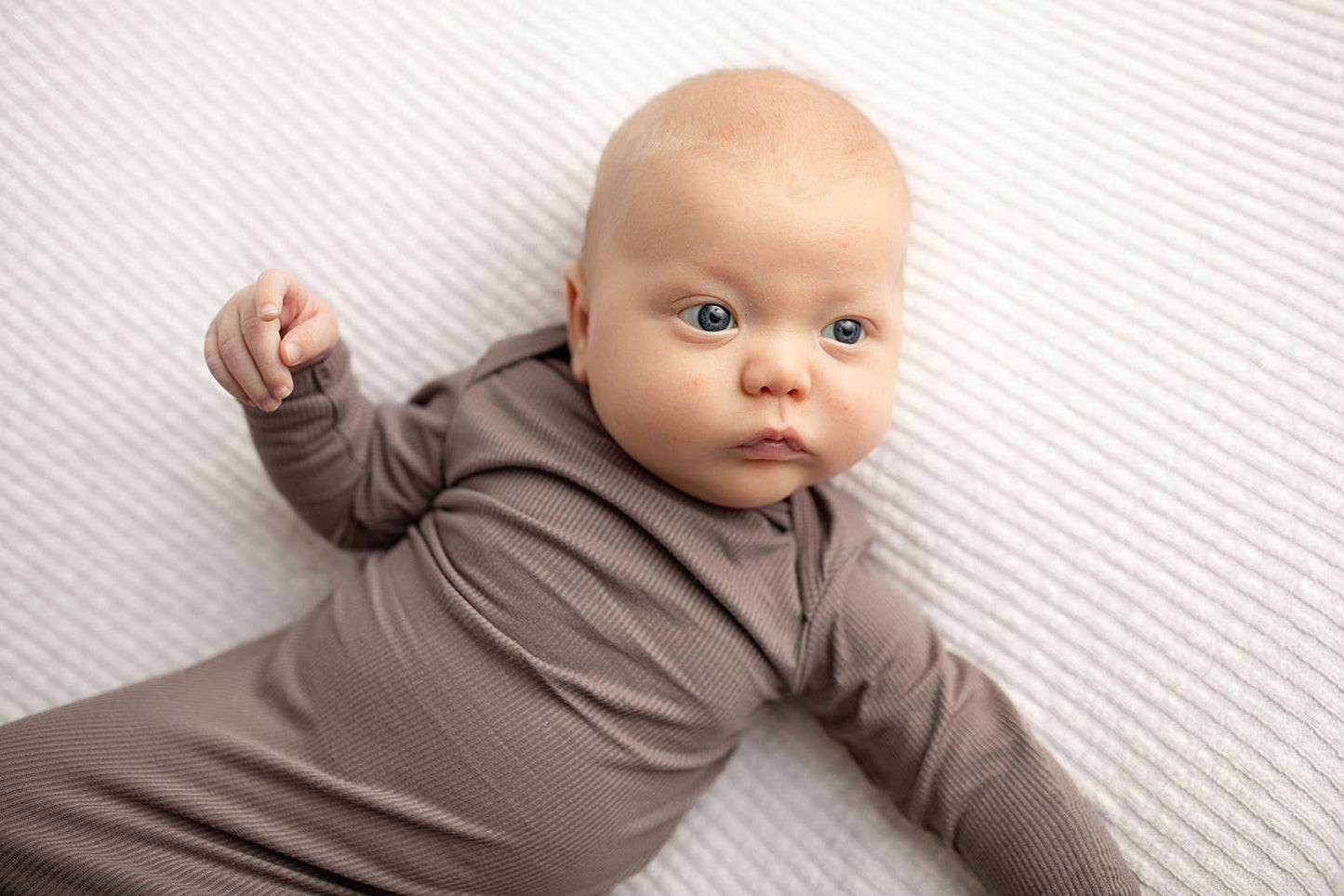 Cocoa Brown Ribbed Knotted Newborn Baby Gown sleepwear