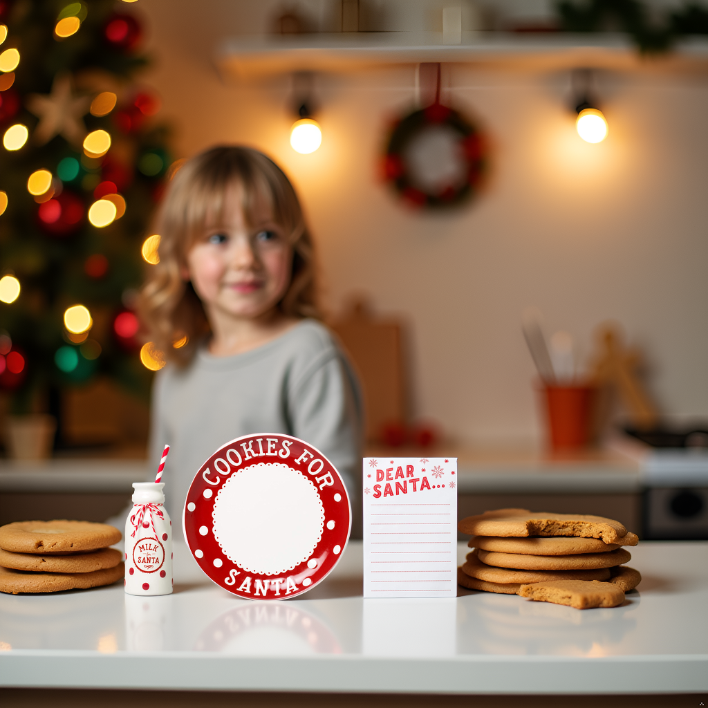 Christmas Santa's Milk Jug, Plate and Dear Santa Notepad Set