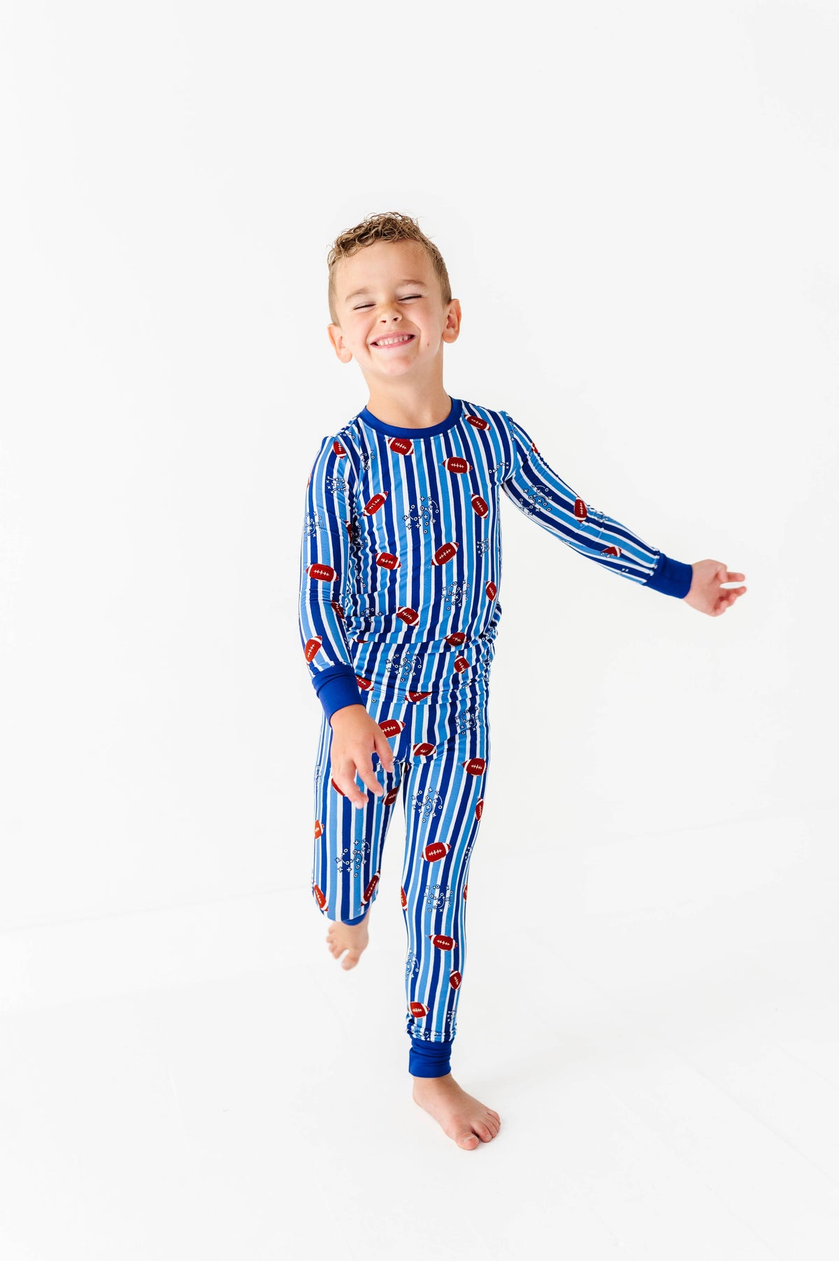 Football Kids Pajamas - Blue