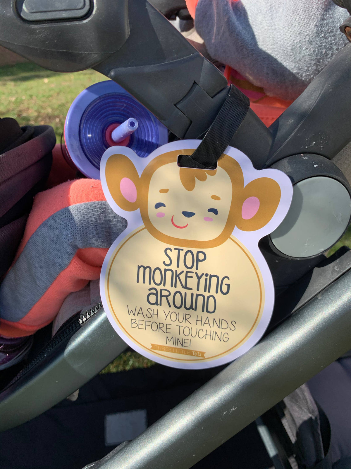 Monkey No Touching Car Seat and Stroller Tag