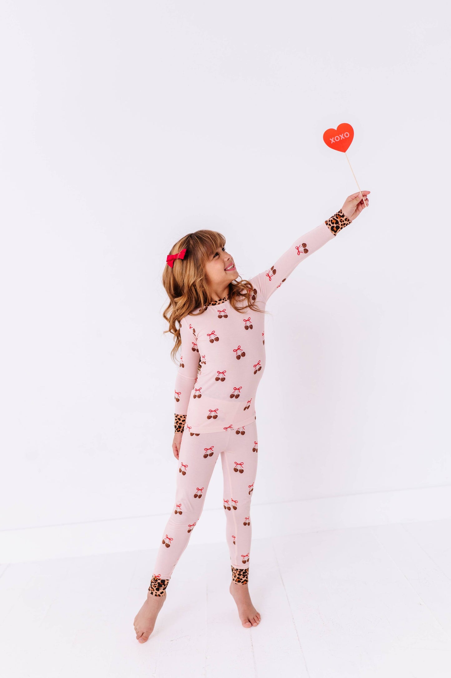 Leopard Love Valentine Kids Pajamas