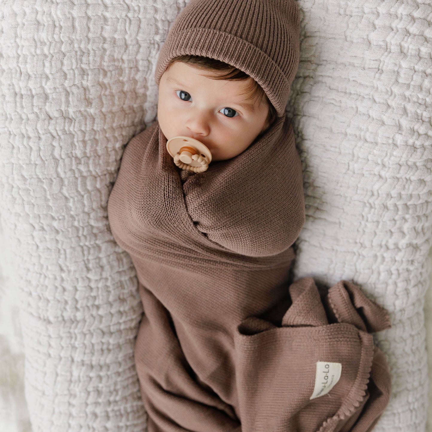 Luxe - 100% Organic Cotton Knit Blanket + Hat Boxed Gift Set