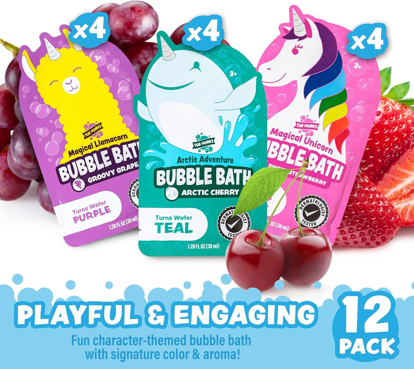 Tub Works® Magical Kids Bubble Bath, Pink, Purple & Teal Bath Colors