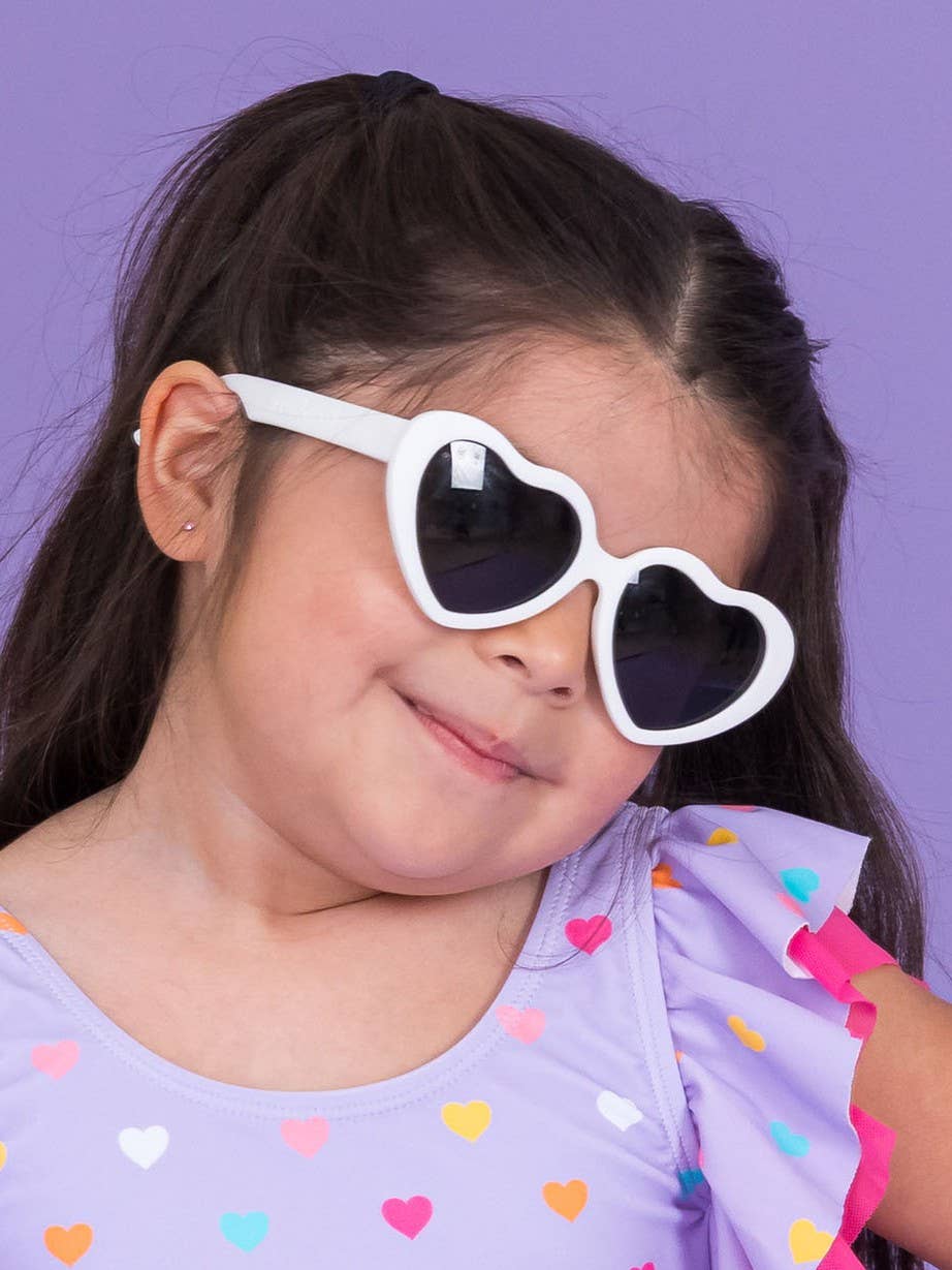 Girls White Heart Shaped Sunglasses