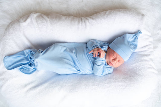 Lillian Trisomy 18 Blue Bamboo Knotted Gown + Hat