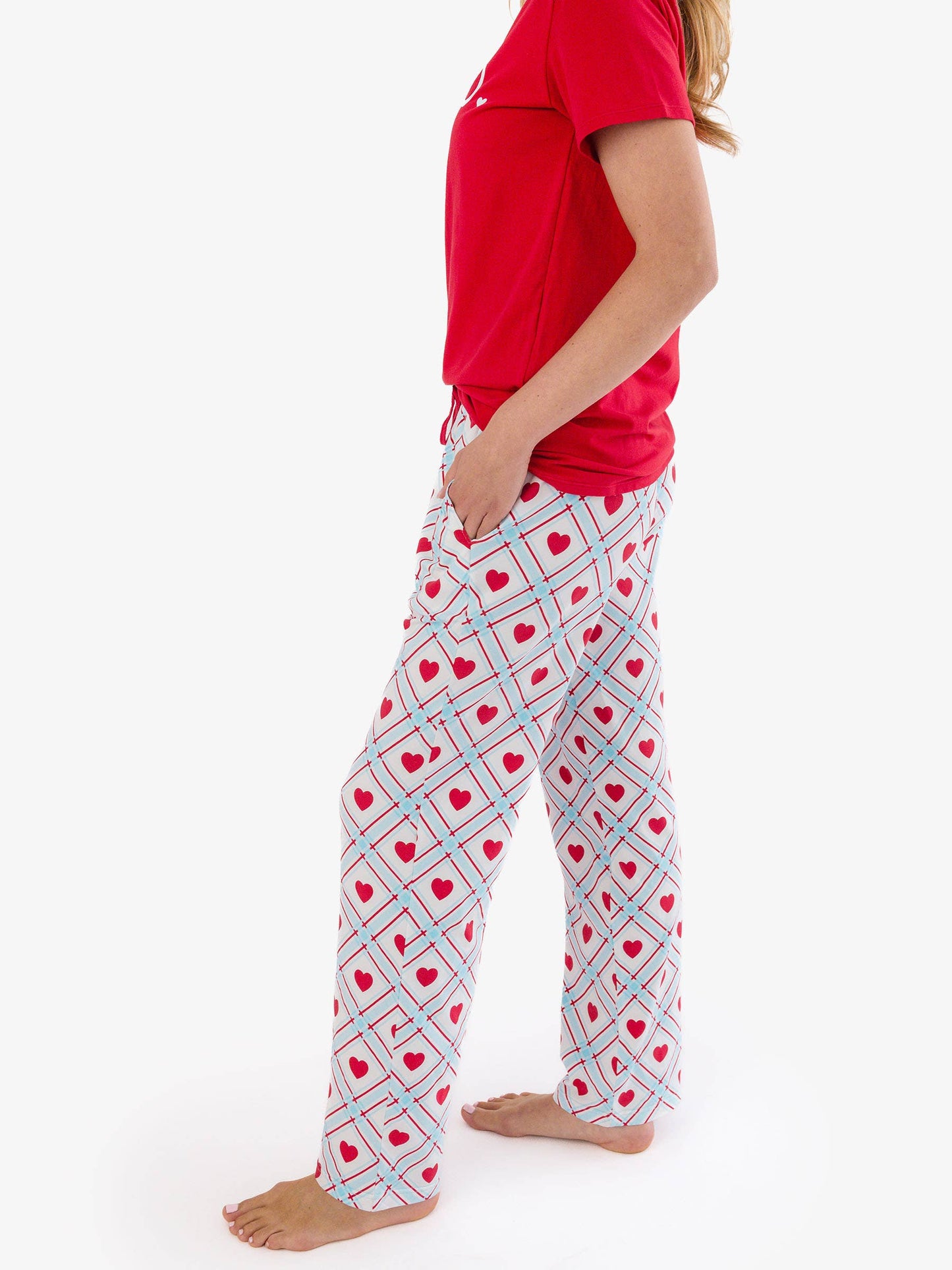 SoftSnooze™ Adult Cotton Modal Blue Sweetheart Plaid Pajama Pants