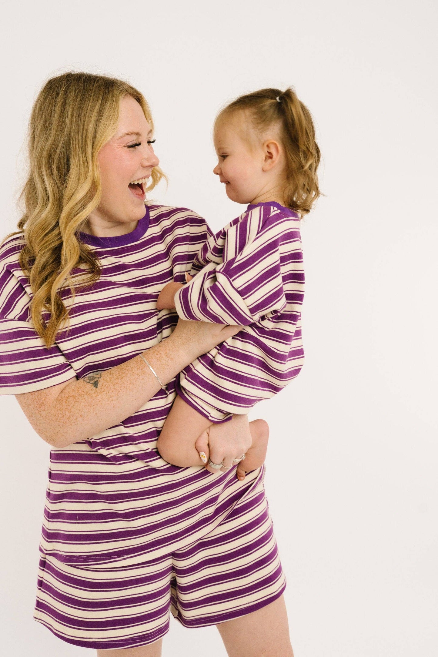Women's Plum Stripe Slouchy Set